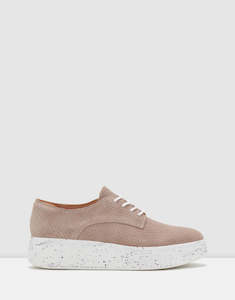 Footwear: Derby City Pin Punch- Taupe Swede