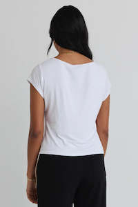 Impartial Ivory Cap Sleeve Boat Neck Top