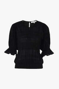 Tops: Lovely Black Shirred Cotton SS