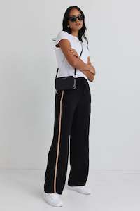 Confidant Blk Stripe Wide Leg Crepe Pants