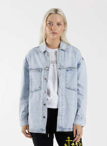 Jackets Coats: Denim Shacket - Washed Blue