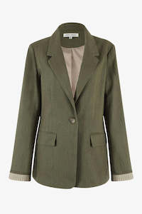 Jackets Coats: Dock Soft Khaki Ramie Rolled Blazer