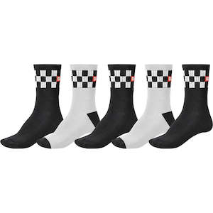 Mens Footwear: Checker Crew Sock-Black/White (7-11)