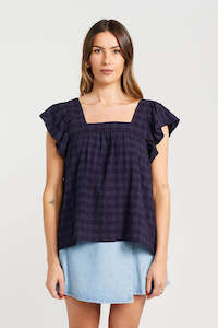 Tops: Tiggy Top - Navy Check