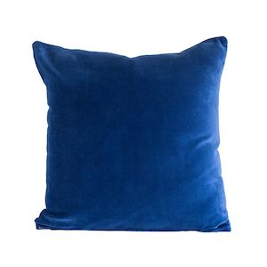 Indigo Velvet and Linen Cushion