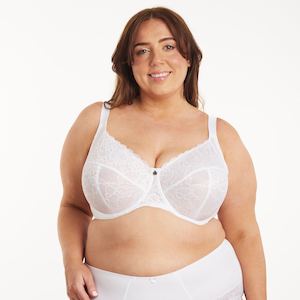 Lingerie: Dahlia Lace Premium Support Bra - Snow White