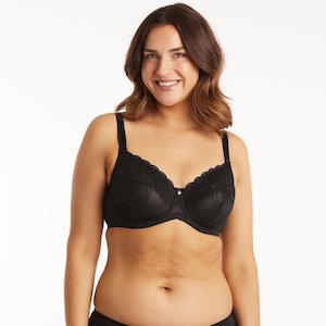 Lingerie: Dahlia Lace Full Cup Bra - Black