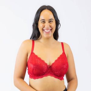 Lingerie: Sweetpea Lace Balconette Bra - Lipstick Red