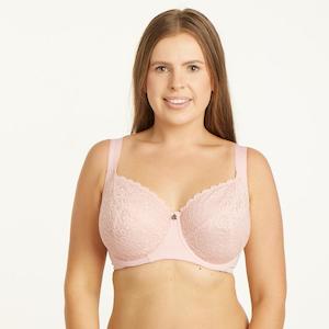 Lingerie: Lily Lace Premium Support Bra - Blush Pink