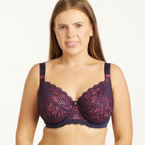 Lingerie: Radiate Lace Premium Support Bra - Navy Berry