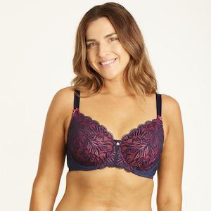 Lingerie: Radiate Lace Full Cup Bra - Navy Berry