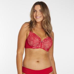 Lingerie: Peony Lace Full Cup Bra - Savvy Red