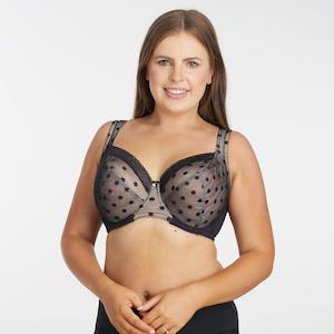 Lingerie: Shadow Spot Premium Support Bra - Black