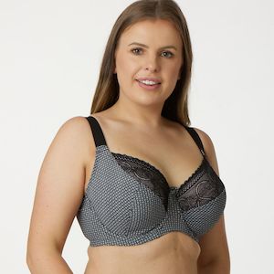 Print Premium Support Bra - Black Pebble