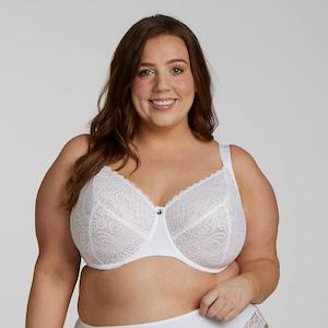 Lingerie: Lily Lace Premium Support Bra - White