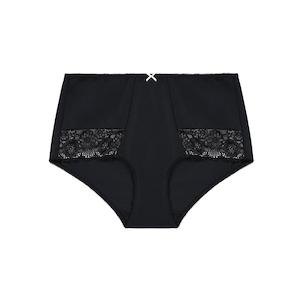 Lingerie: Peony Lace Full Brief - Black Heavenly Pink