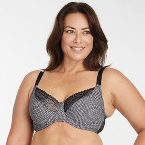 Print Full Cup Bra - Black Pebble