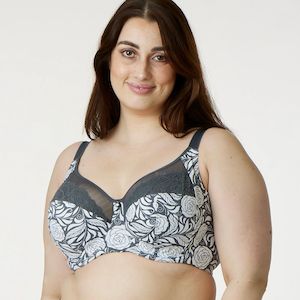 Signature Print Premium Support Bra -  Grey Pewter Rose