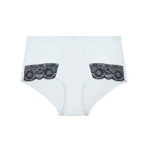 Lingerie: Alyssum Lace Full Brief - Blue Graphite