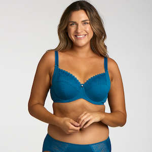 Clothing wholesaling: Willow Lace Full Cup Bra - Teal Blue