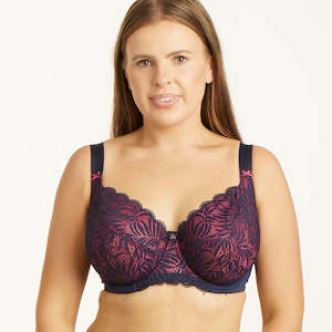 Radiate Lace Premium Support Bra - Navy Berry