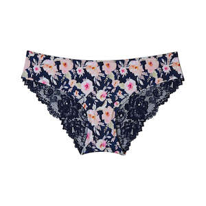 Clothing wholesaling: Lace Bum Bikini Brief - Navy Fleur