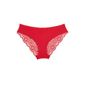 Peony Lace Bum Bikini Brief - Savvy Red