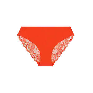 Clothing wholesaling: Bella Rosa Lace Bum Bikini Brief - Salsa Orange