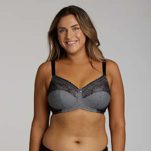 Print Wirefree Premium Support Bra - Black Pebble