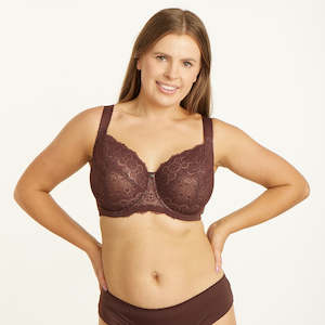 Geo Lace Premium Support Bra - Mocha