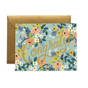 Florist: Gold & Floral Congrats Card