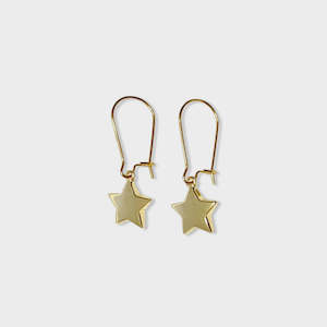 Steel Me Star Yellow Gold Hook Earrings