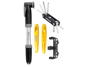 Bicycle and accessory: Topeak Essentials Kit Combo - Mini Dual Pump, X-Tool, Shuttle lever