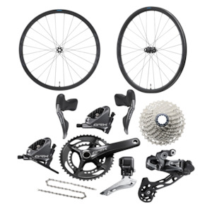 Bicycle and accessory: Shimano GRX Di2 RX815 2x11-speed Gravel Groupset w/ WH-RX870 700c Carbon Wheelset