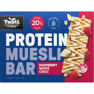 Bicycle and accessory: Tasti Raspberry White Choc Protein Muesli Bar 5 x 35g