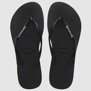 HAVAIANA Slim Logo Metallic Jandal 'Black/Silver'