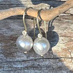 Diamond and South sea pearl earrings