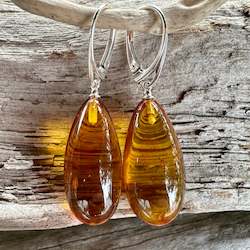 Cognac Baltic Amber drop earrings