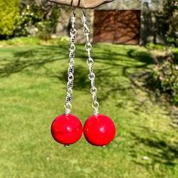 Opaque red venetian glass earrings