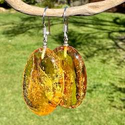 Jewellery: Flat oval baltic Amber earrings