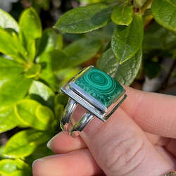 Jewellery: Square Malachite Ring