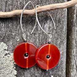 Carnelian disc earrings