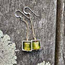 Green Venetian glass earrings