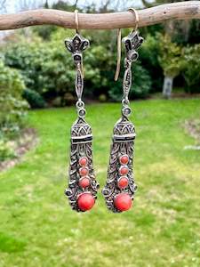 Antique coral and marcasite earrings