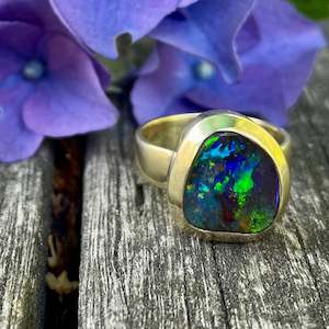 Australian Boulder opal ring