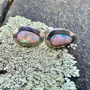 1.3ct Australian crystal opal studs