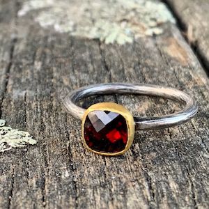 Gold and Sterling Silver and Garnet Ring, Kurtulan