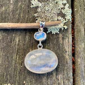 Two-Tier Oval Rainbow Moonstone Pendant