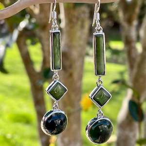 New Zealand greenstone and sterling silver earrings