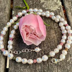 Freshwater Pearl and Tourmaline Necklace